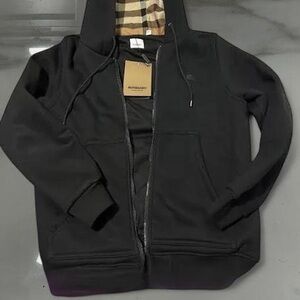 Burberry Black and White Branded Label Hoodie